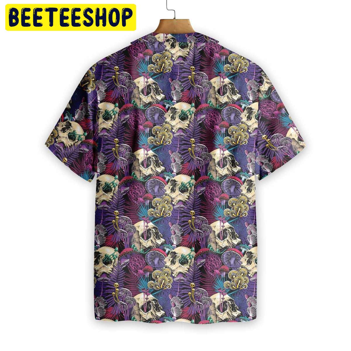 Bright Magic Psychedelic Mushrooms And Skulls Trending Hawaiian Shirt-1