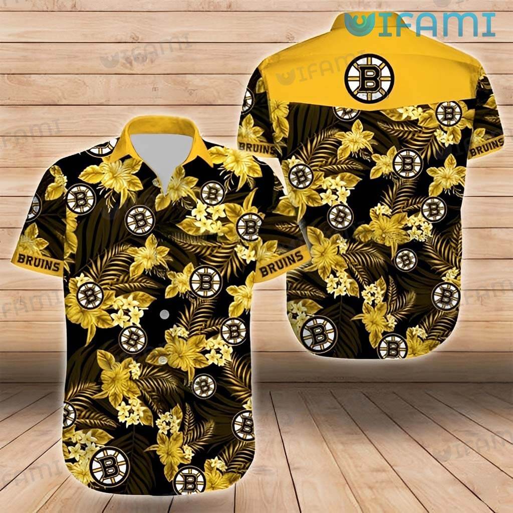 Bruins Hawaiian Shirt Flower Palm Leaves Boston Bruins Gift