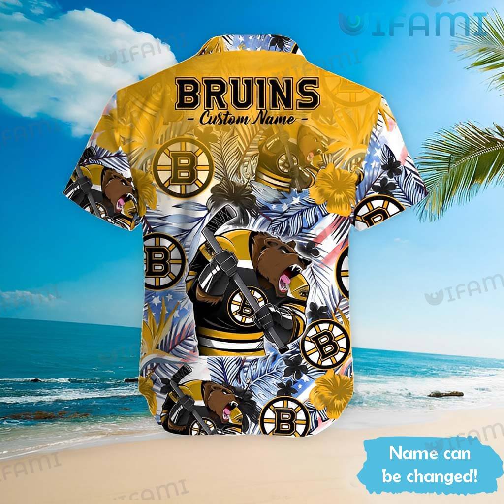 Bruins Hawaiian Shirt Mascot Hockey Flower Palm Leaf Boston Bruins Gift