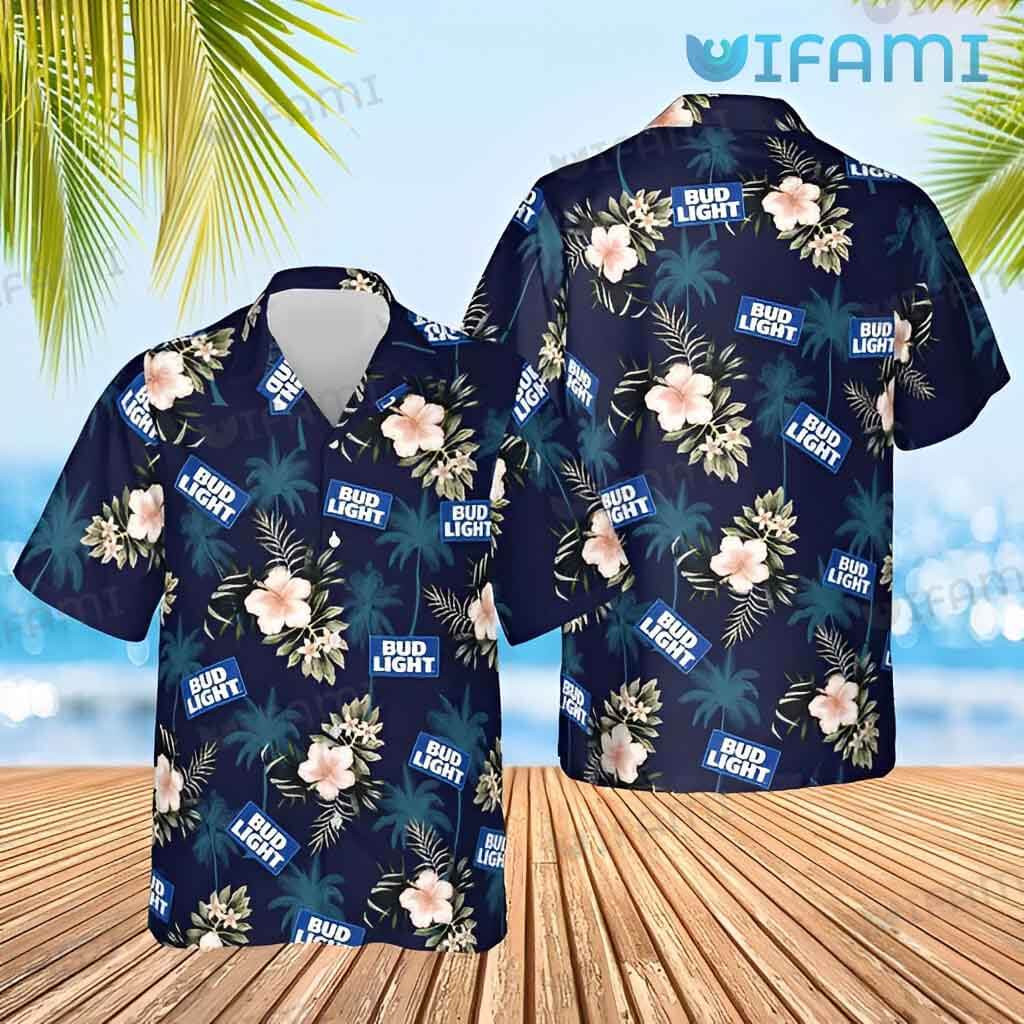 Bud Light Hawaiian Shirt Tropical Hibiscus Beer Lovers Gift