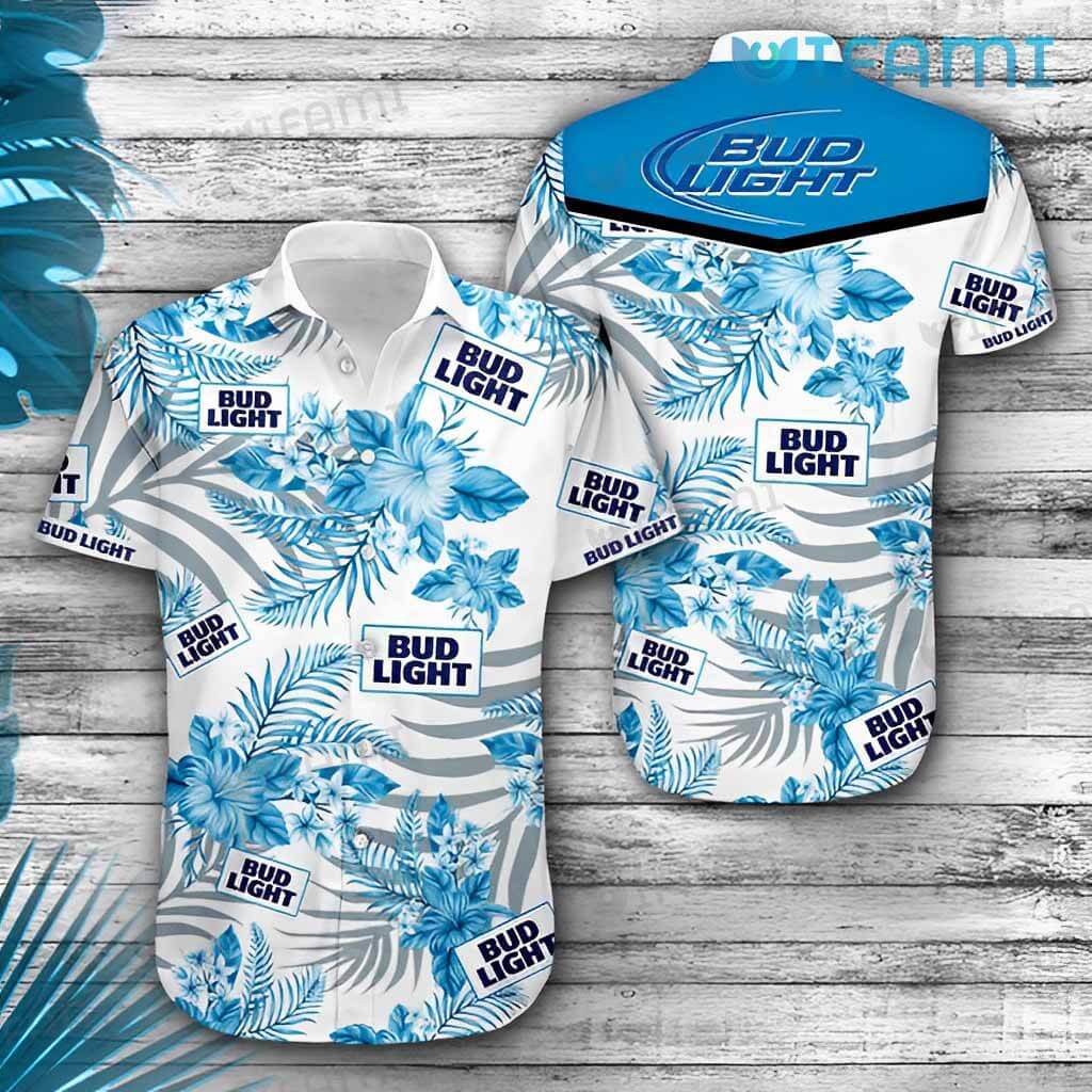 Bud Light Hibiscus Floral Hawaiian Shirt Tropical Beer Lovers Gift