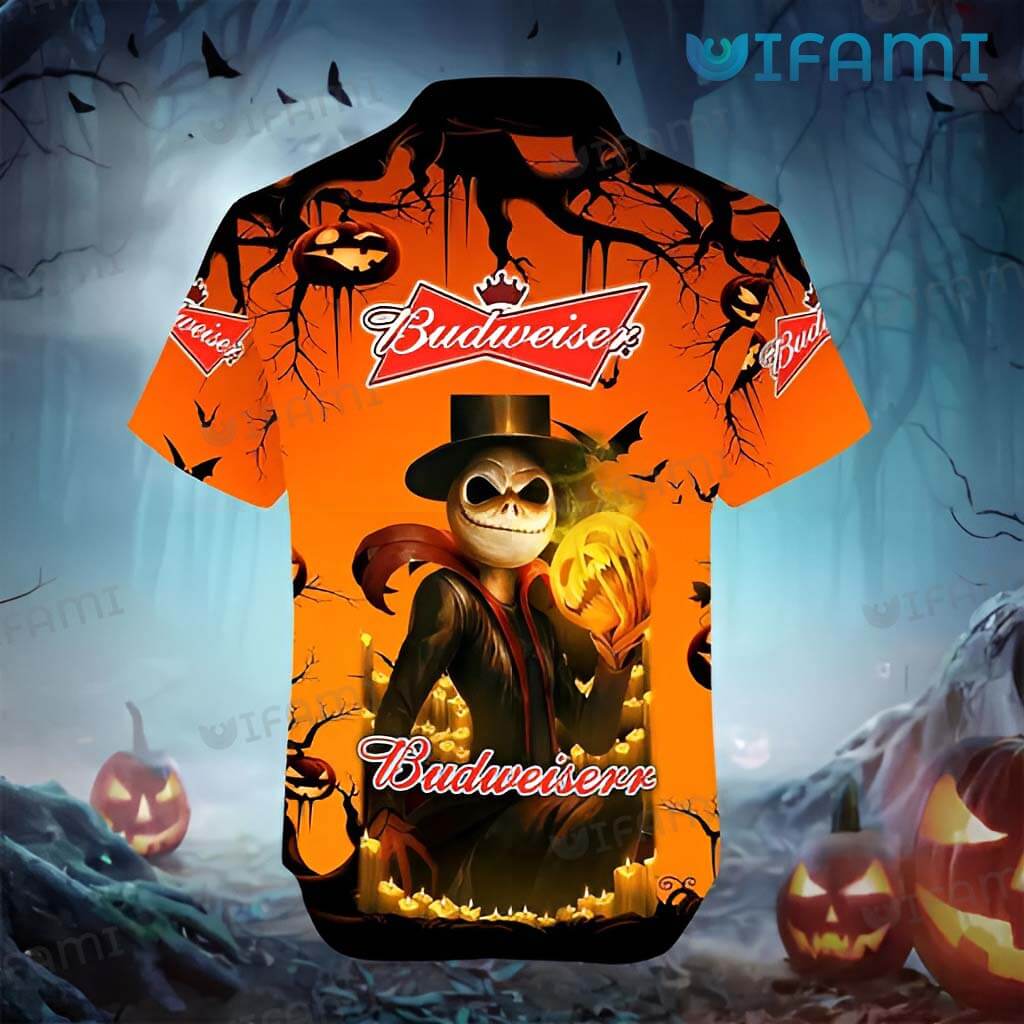 Budweiser Hawaiian Shirt Jack Skellington Pumpkin Beer Lovers Gift
