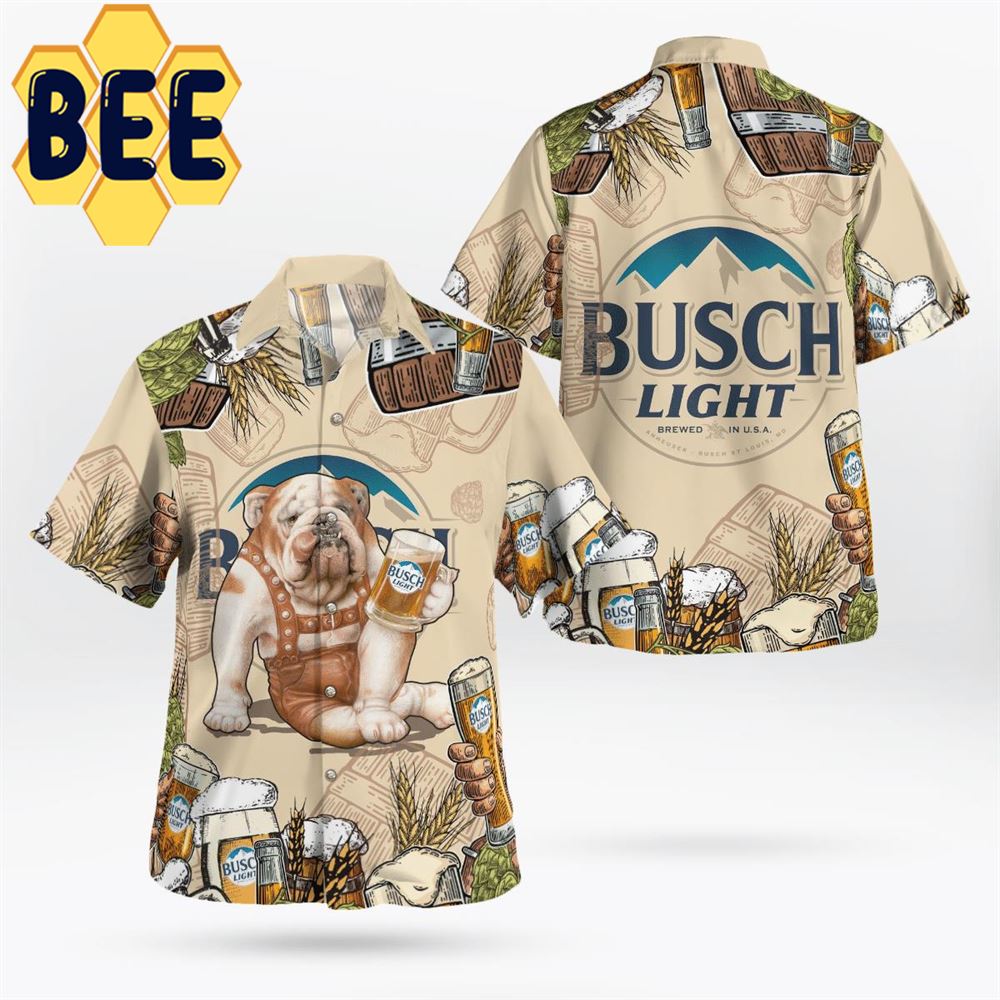 Bulldog Busch Light Beer Hawaiian Shirt-1