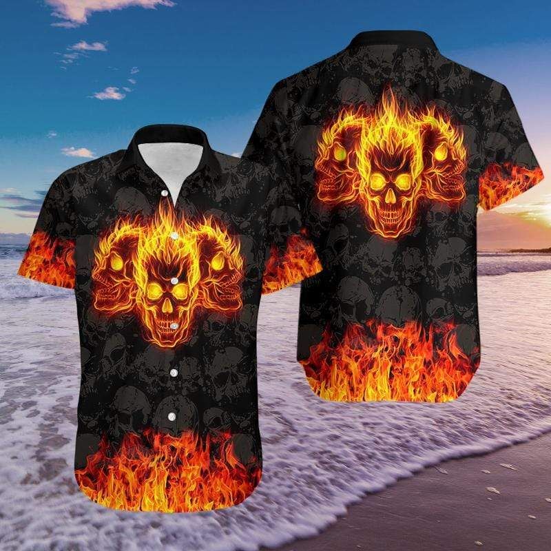 Burning Skulls Hawaiian Shirts Dh-1