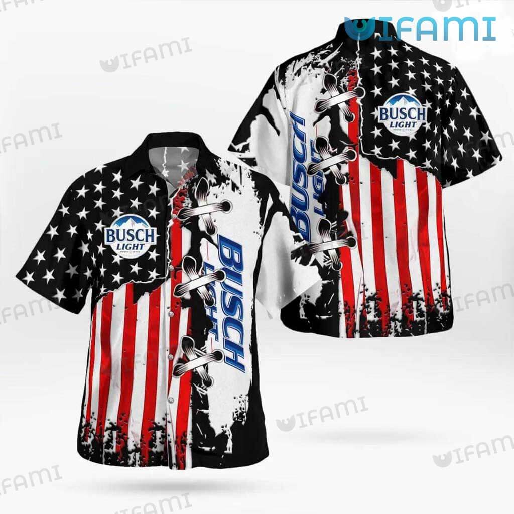 Busch Light Hawaiian Shirt American Flag Gift For Beer Lovers