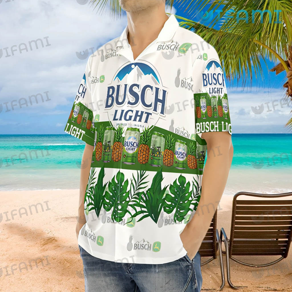 Busch Light Hawaiian Shirt Monstera Pineapple Beer Lovers Gift