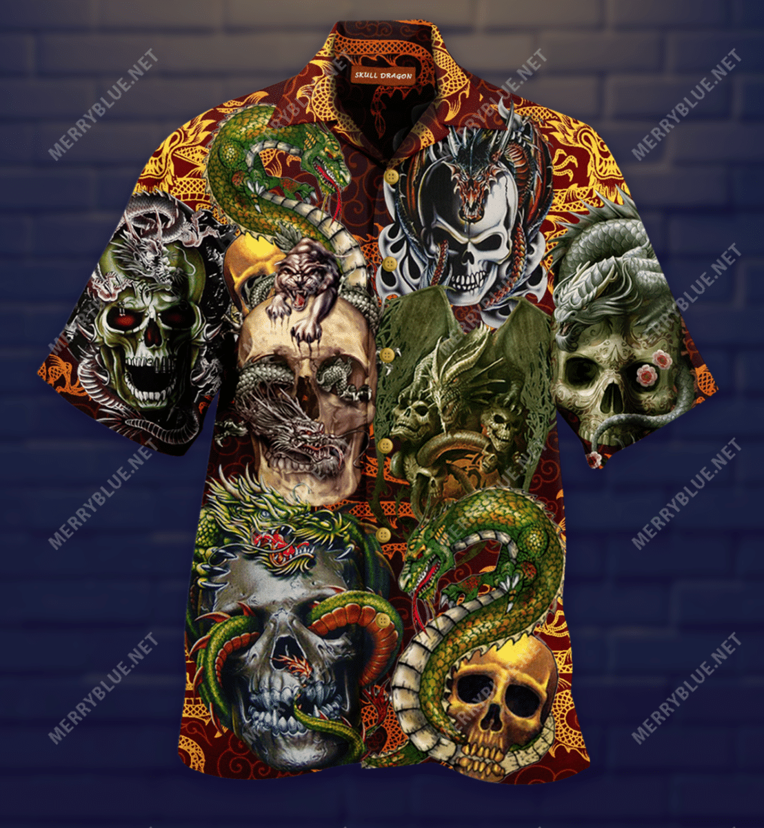 Buy Skull Dragon Unisex Hawaiian Shirt