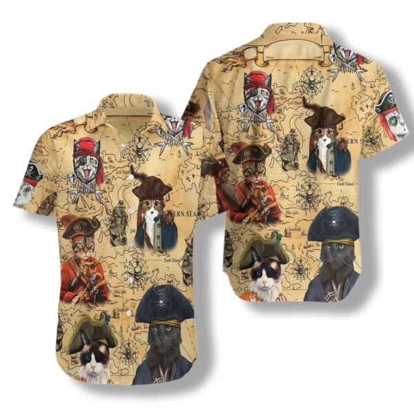 Cat Captain Hawaiian Vintage Hawaii Beach Shirt