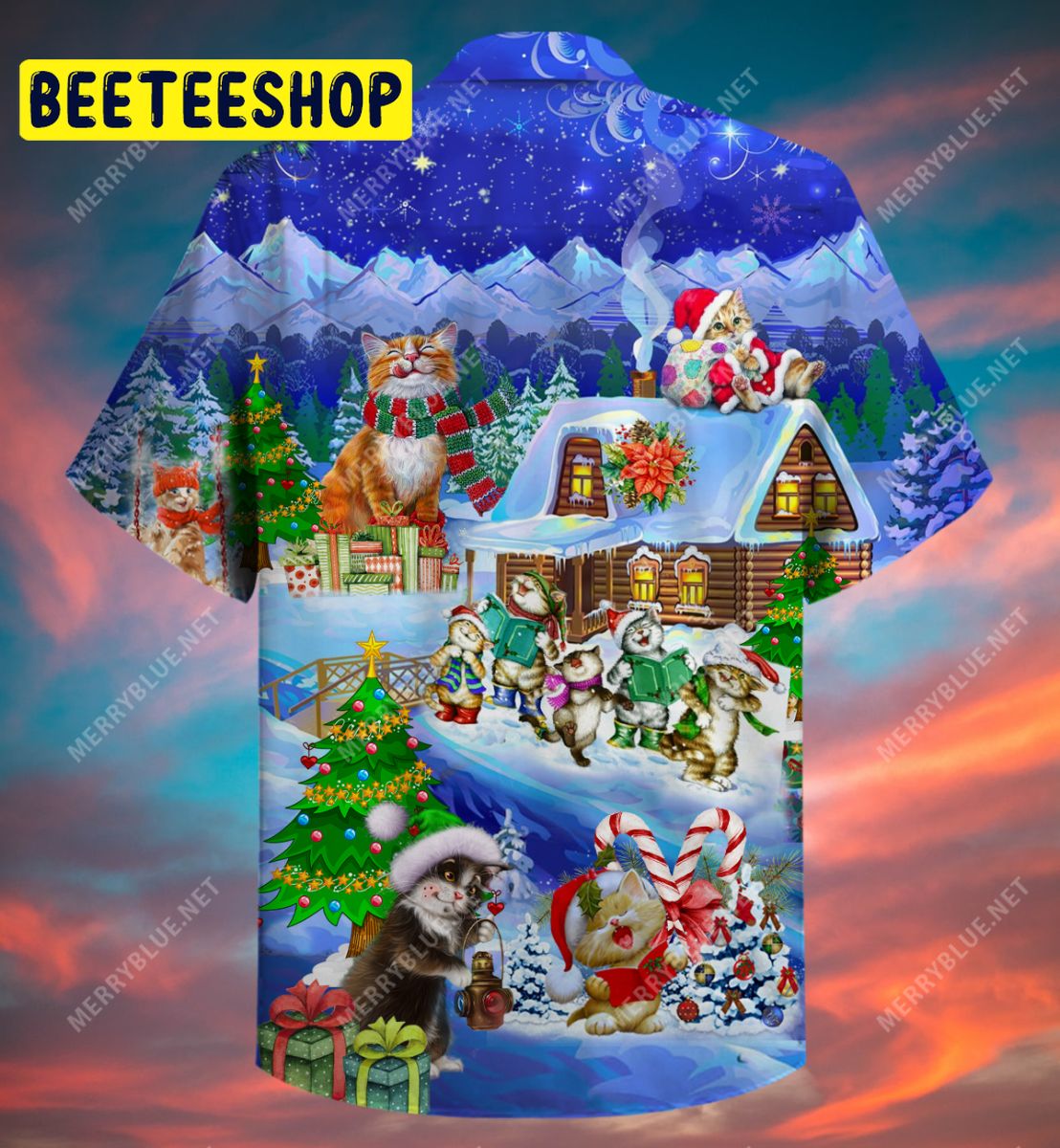 Cat Is Family Christmas Unisex Trending Hawaiian Shirt-1
