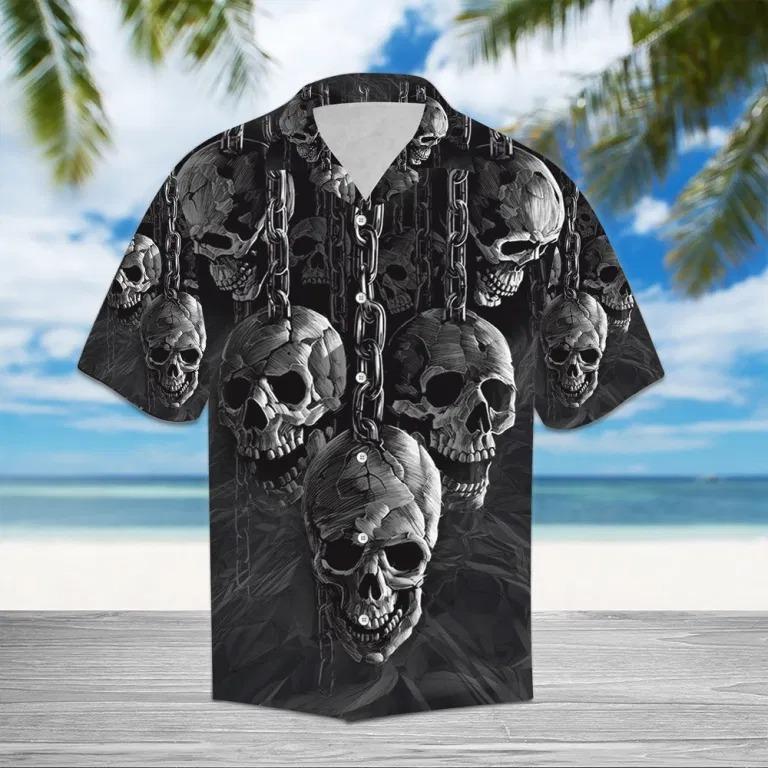Chained Skull Hawaiian Shirt Unisex Full Size Adult Colorful