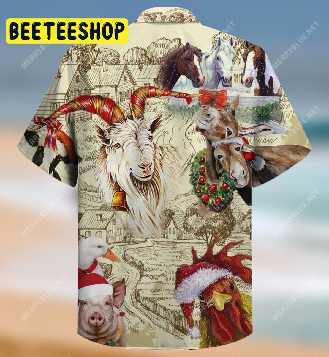 Christmas Begins On The Farm Unisex Trending Hawaiian Shirt-1