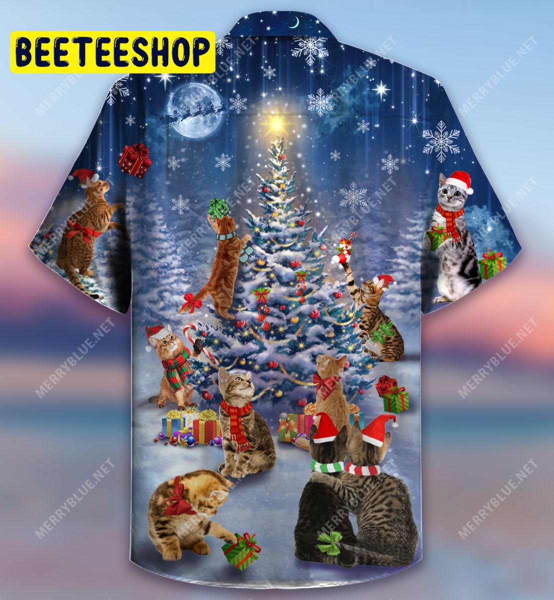 Christmas Cat Family Reunion Unisex Trending Hawaiian Shirt-1