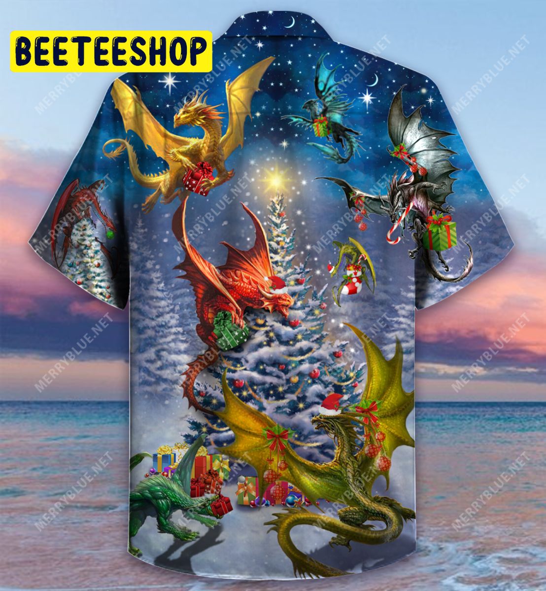 Christmas Dragon Family Reunion Unisex Trending Hawaiian Shirt-1