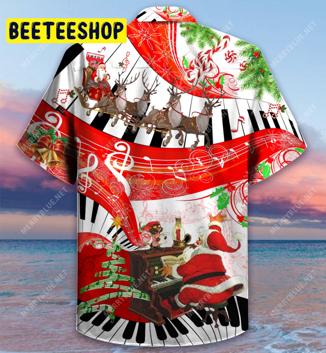 Christmas Piano Unisex Trending Hawaiian Shirt-1
