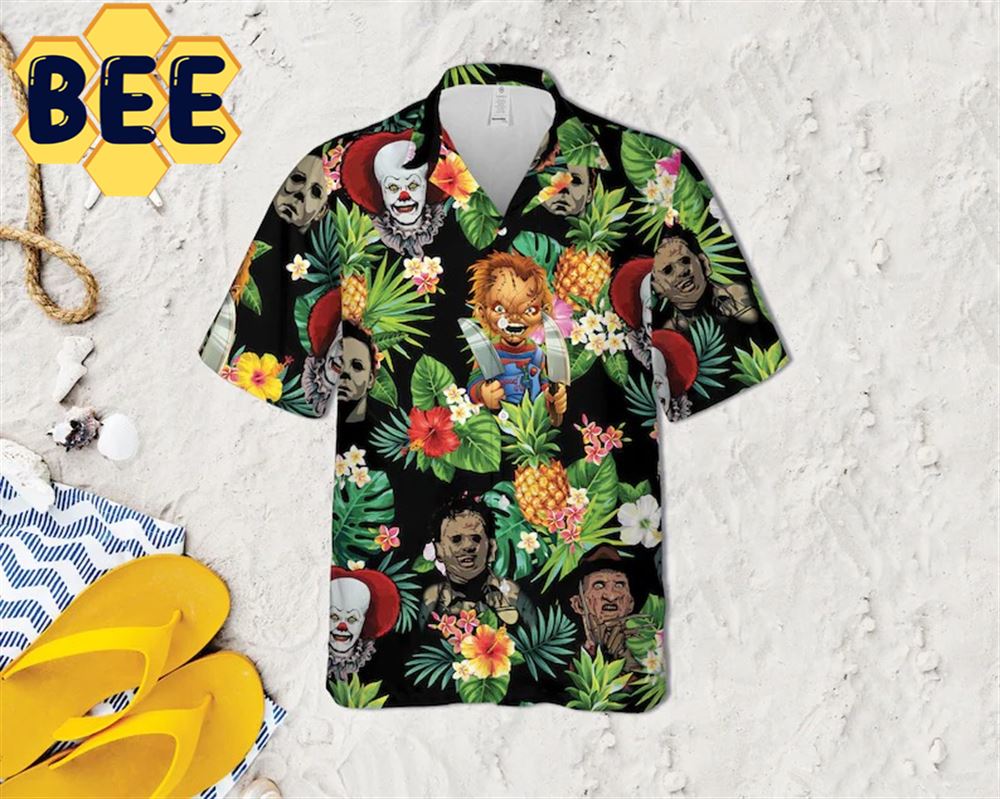 Chucky Jason Michael Freddy Horror Characters Halloween Hawaiian Shirt-1