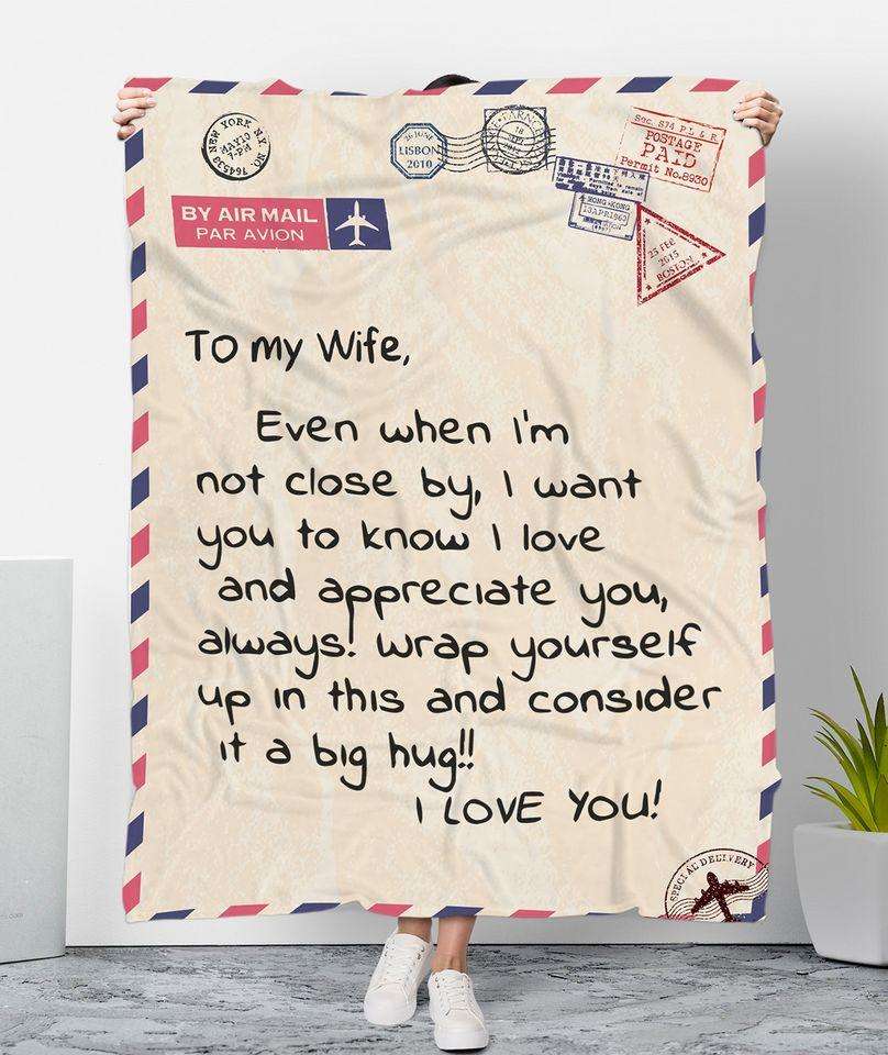 Consider It A Big Hug Air Mail Style To My Wife Blanket Best Gift For Wife