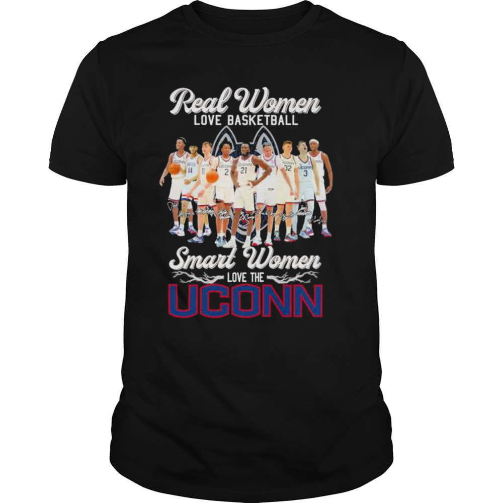 2023 Real Women Love Basketball Smart Women Love The Uconn Huskies Men’s Signatures Shirt