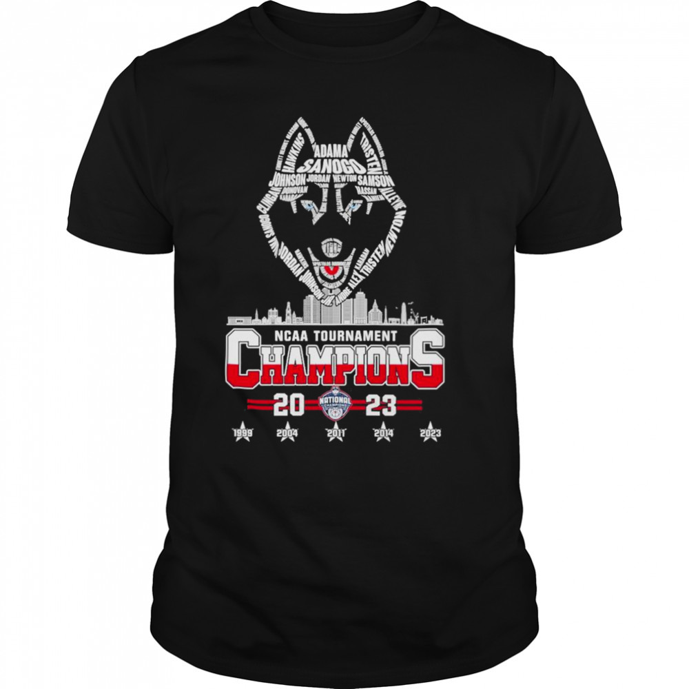 5x NCAA Tournament Champions UConn Huskies players names logo shirt