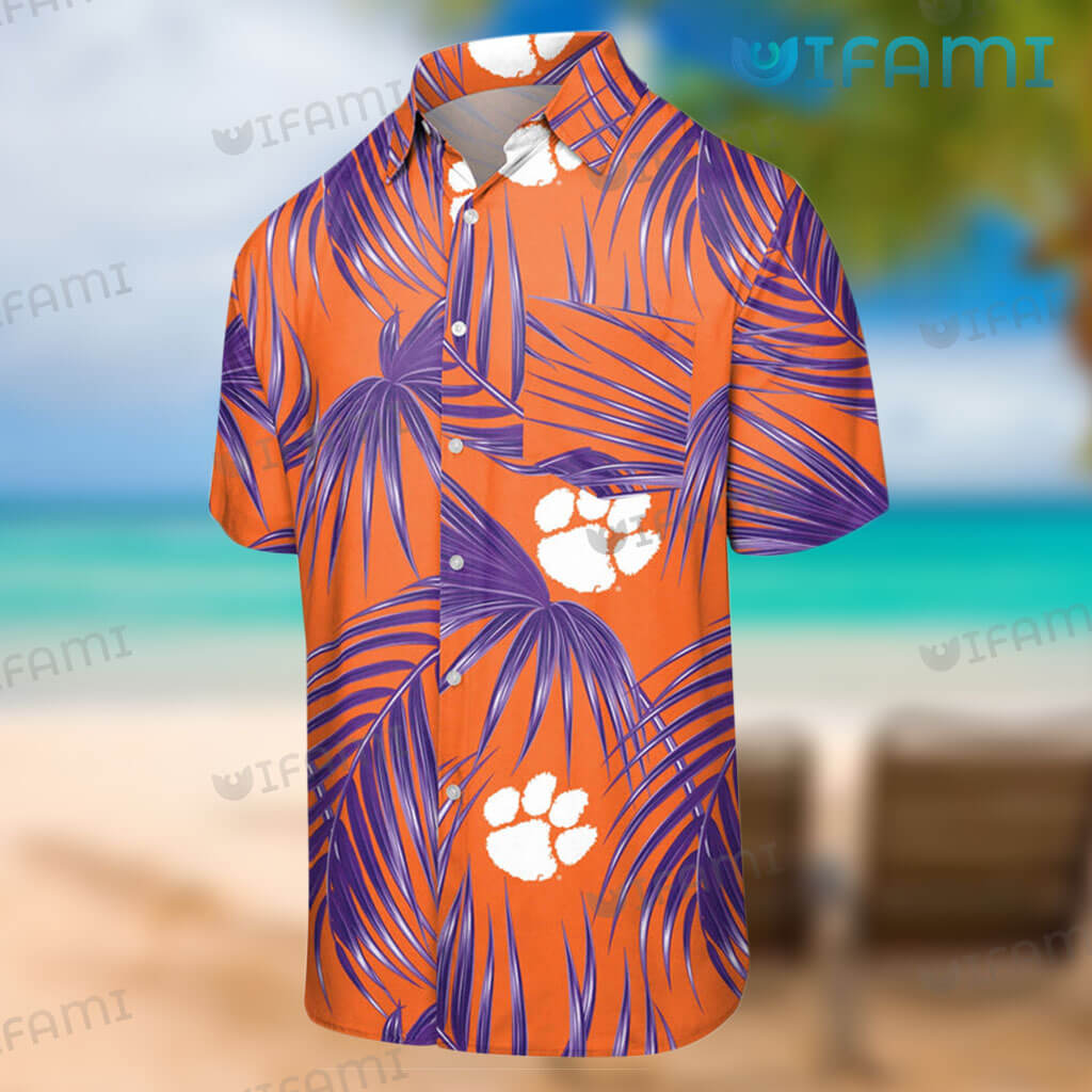 Clemson Tigers Hawaiian Shirt Palm Leaves Clemson Gift