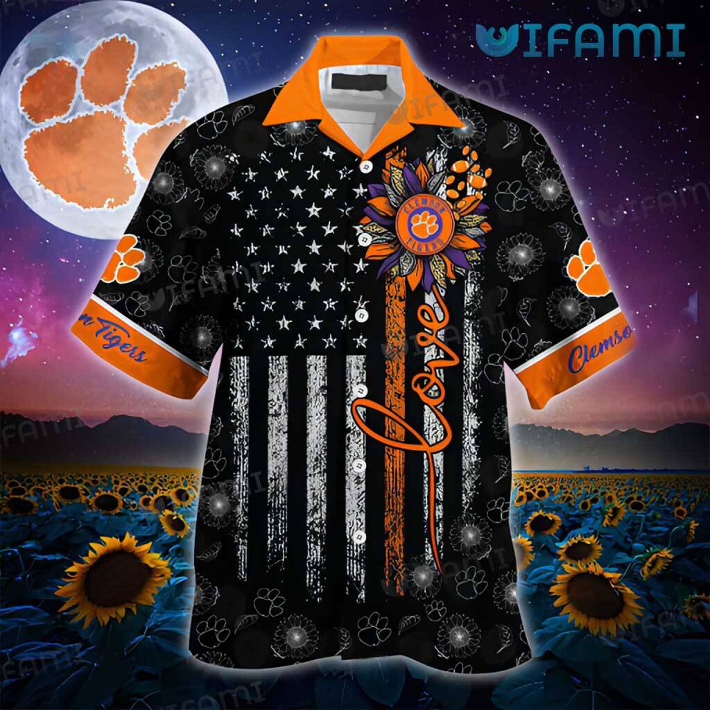 Clemson Tigers Hawaiian Shirt Sunflower Custom Name Clemson Gift