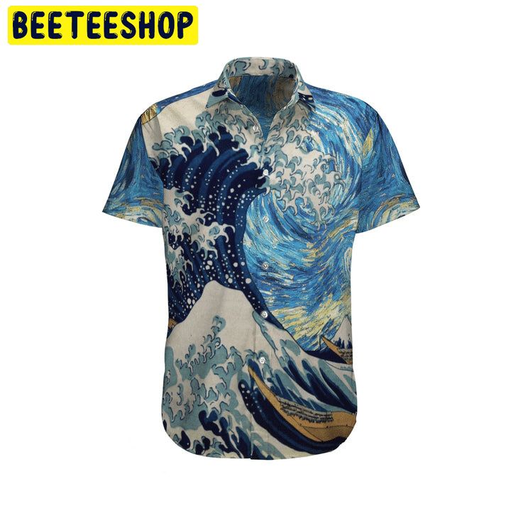Color Art Japanese Aesthetic Ukiyoe Kanagawa Trending Hawaiian Shirt-1