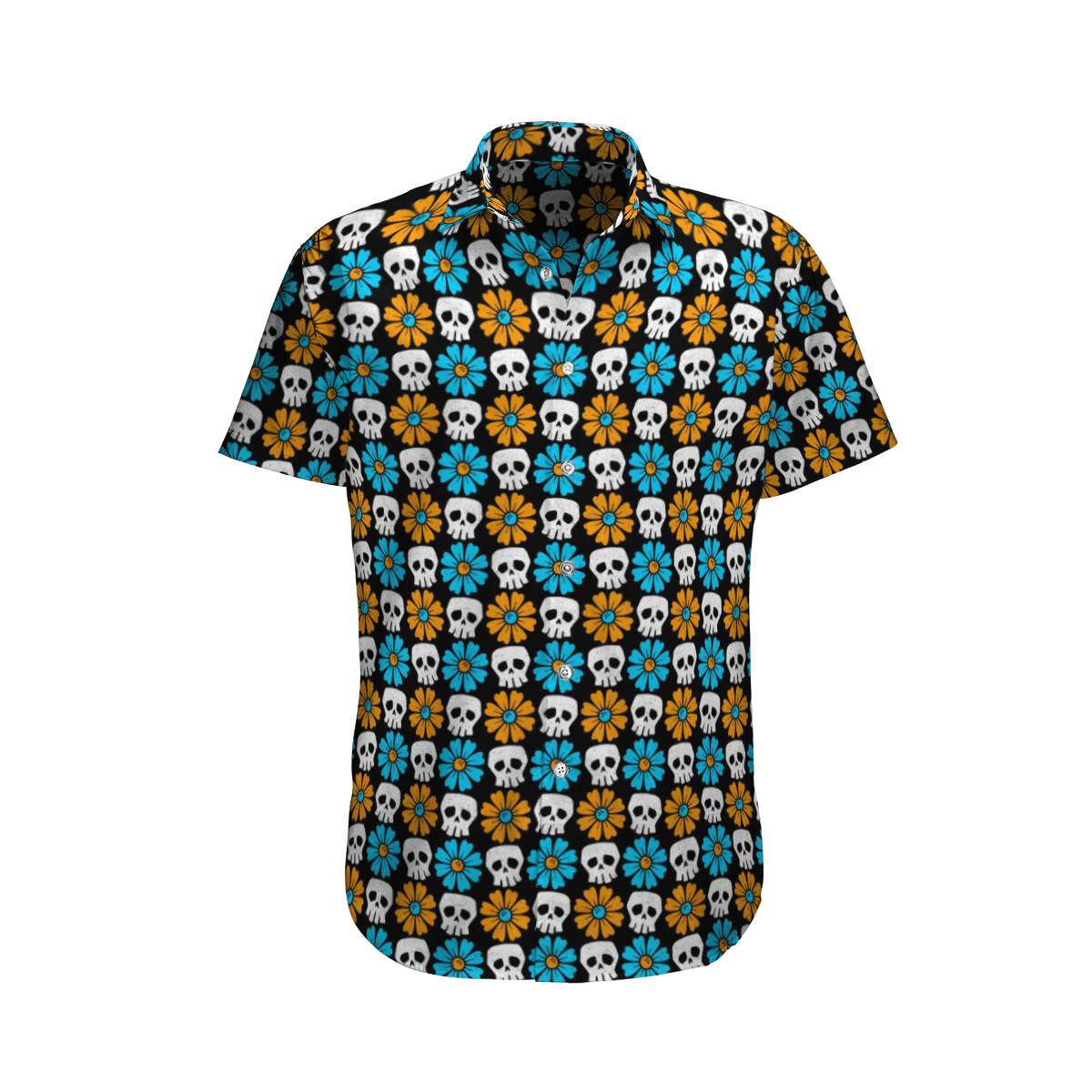Colorful Skull Flowers Hawaiian Shirt-1