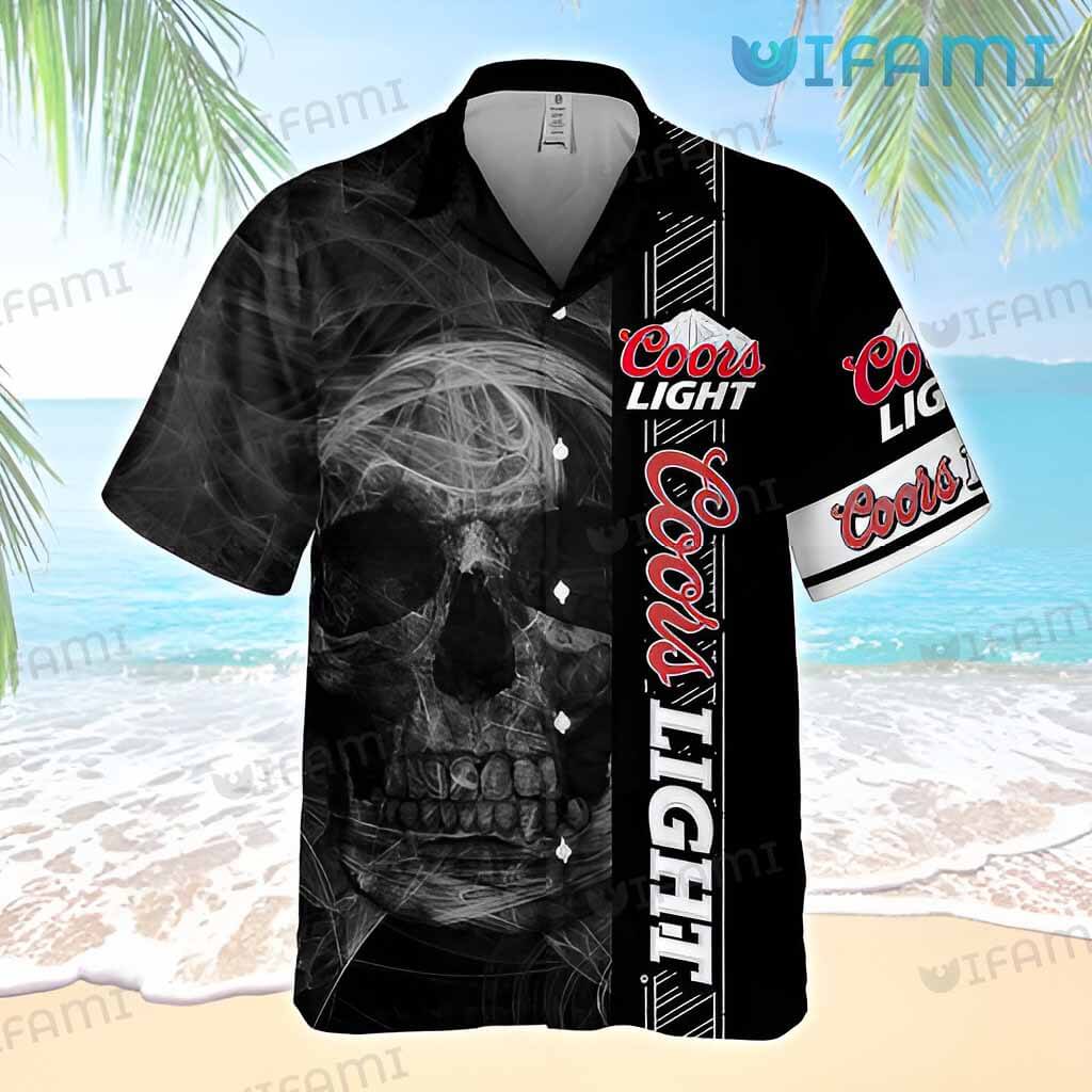 Coors Light Hawaiian Shirt Skull Smoke Beer Lovers Gift