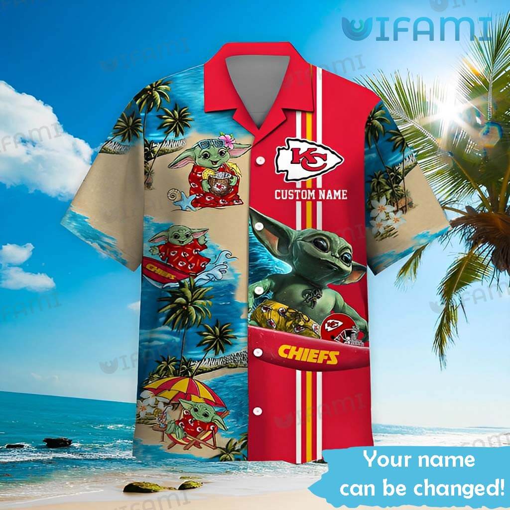 Custom Chiefs Hawaiian Shirt Baby Yoda Surfing Kansas City Chiefs Gift