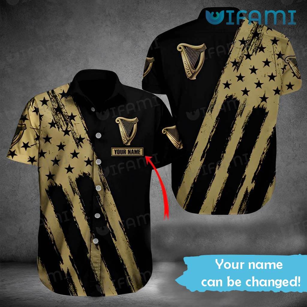 Custom Guinness Hawaiian Shirt Usa Flag Beer Guinness Gift