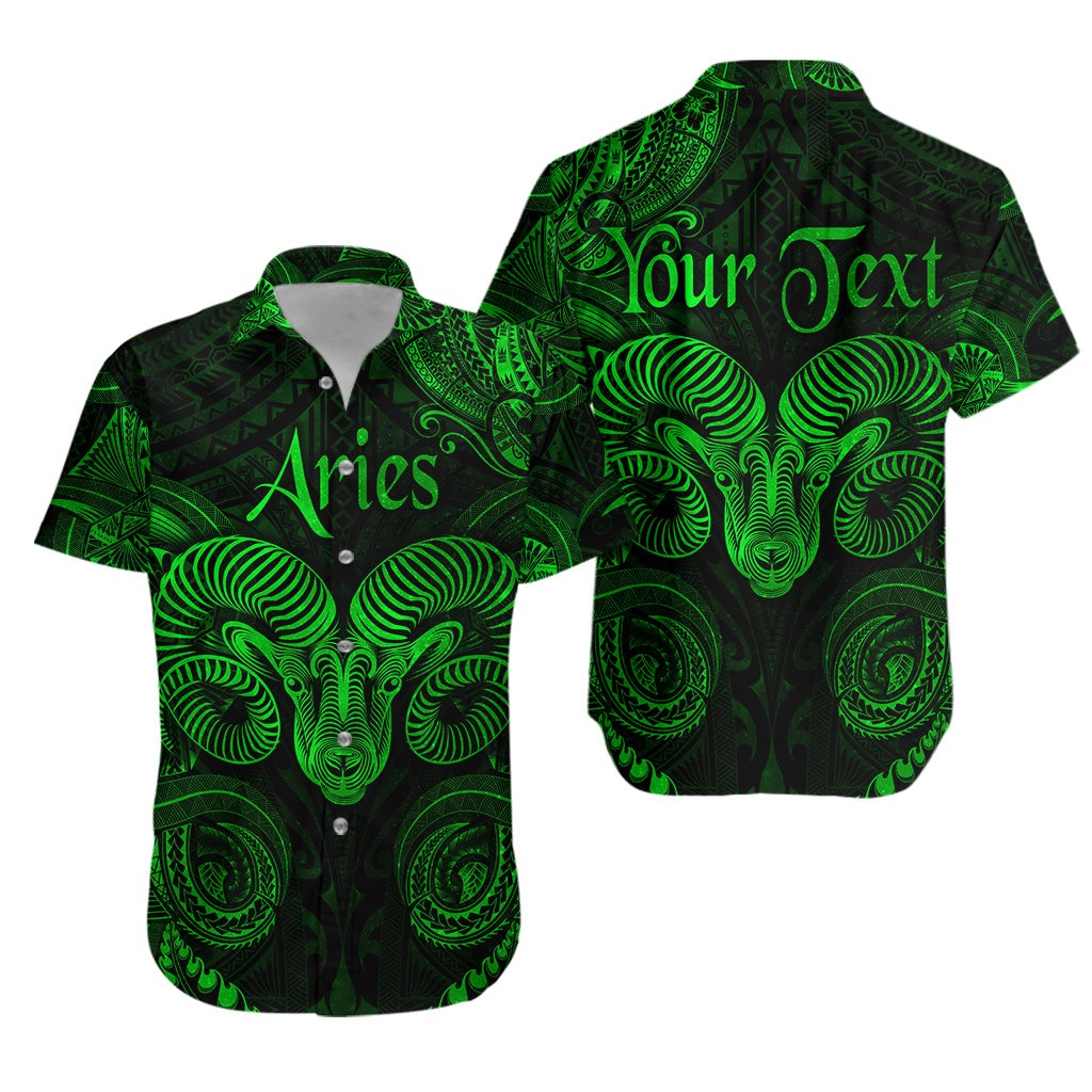 Custom Personalised Aries Zodiac Polynesian Hawaiian Shirt Unique Style – Green Lt8 New Hawaiian Holiday Outfits-1