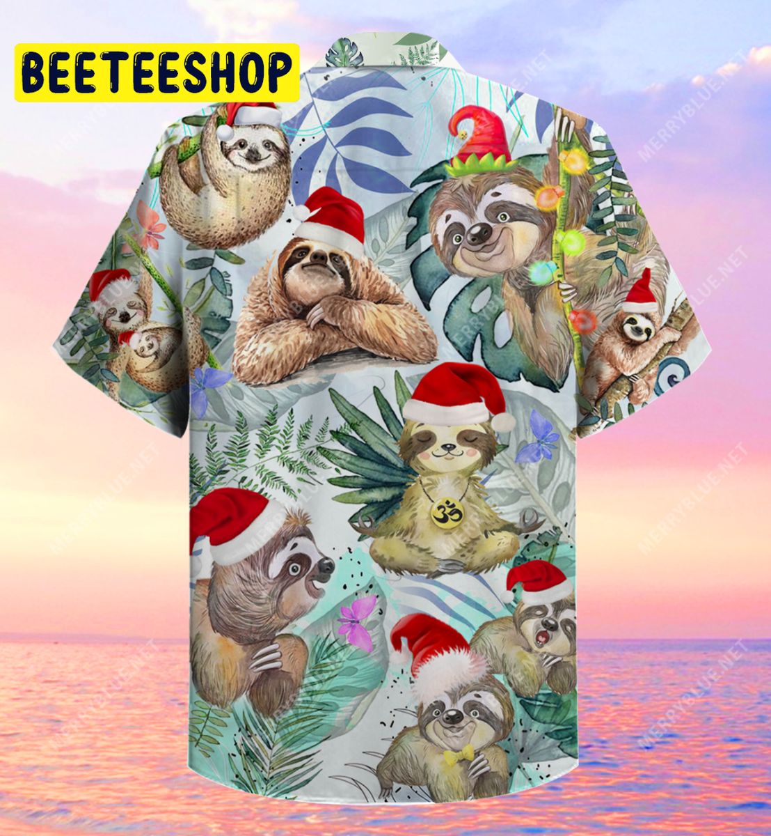 Cute Sloth With Christmas Unisex Trending Hawaiian Shirt-1