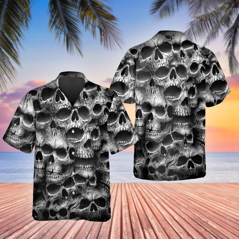 Dark Skull Pile Hawaiian Shirt