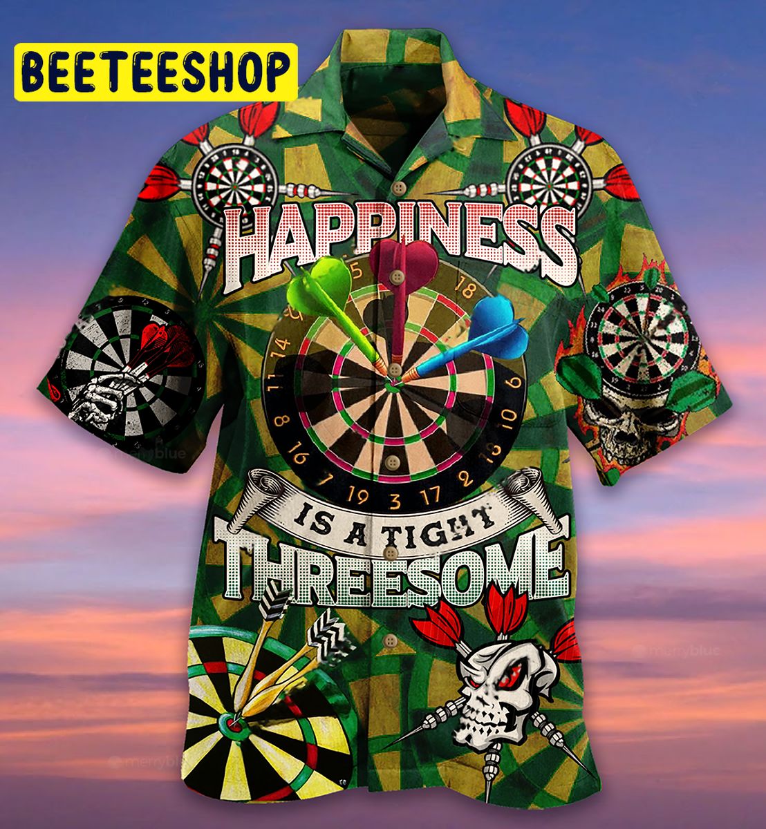 Darts Happiness Is A Tight Threesome Trending Hawaiian Shirt-1