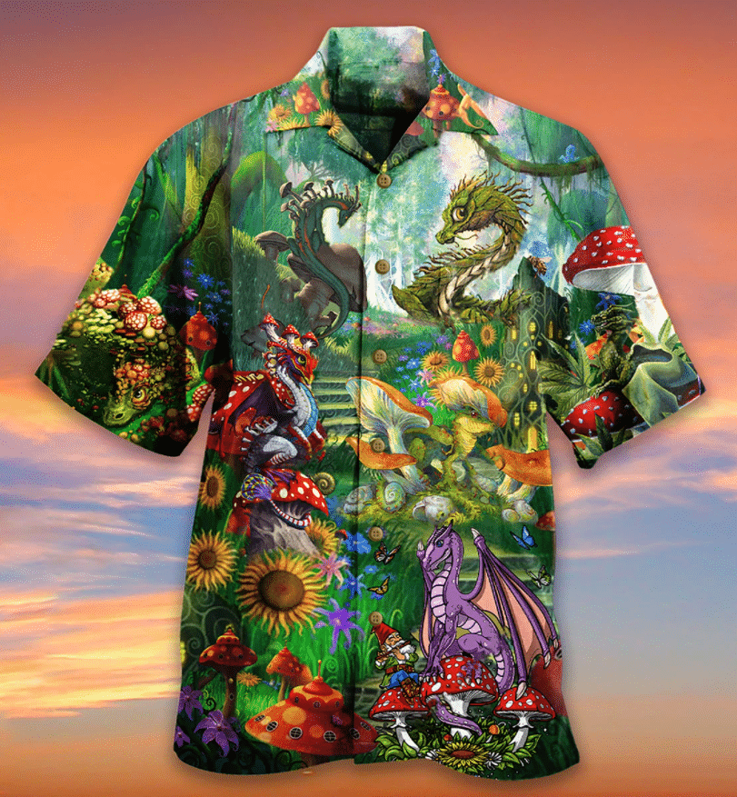Dragon Mushroom 3d All Over Printed Hawaiian Shirt