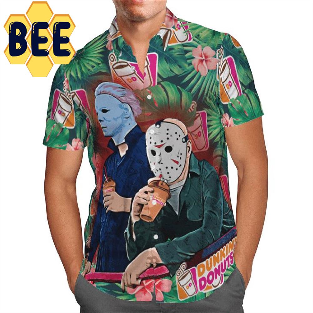 Dunkins Jason Voorhees Michael Myers Halloween Hawaiian Shirt-1