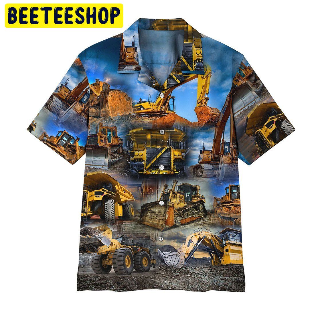 Excavator 3d All Over Printed Trending Hawaiian Shirt-1