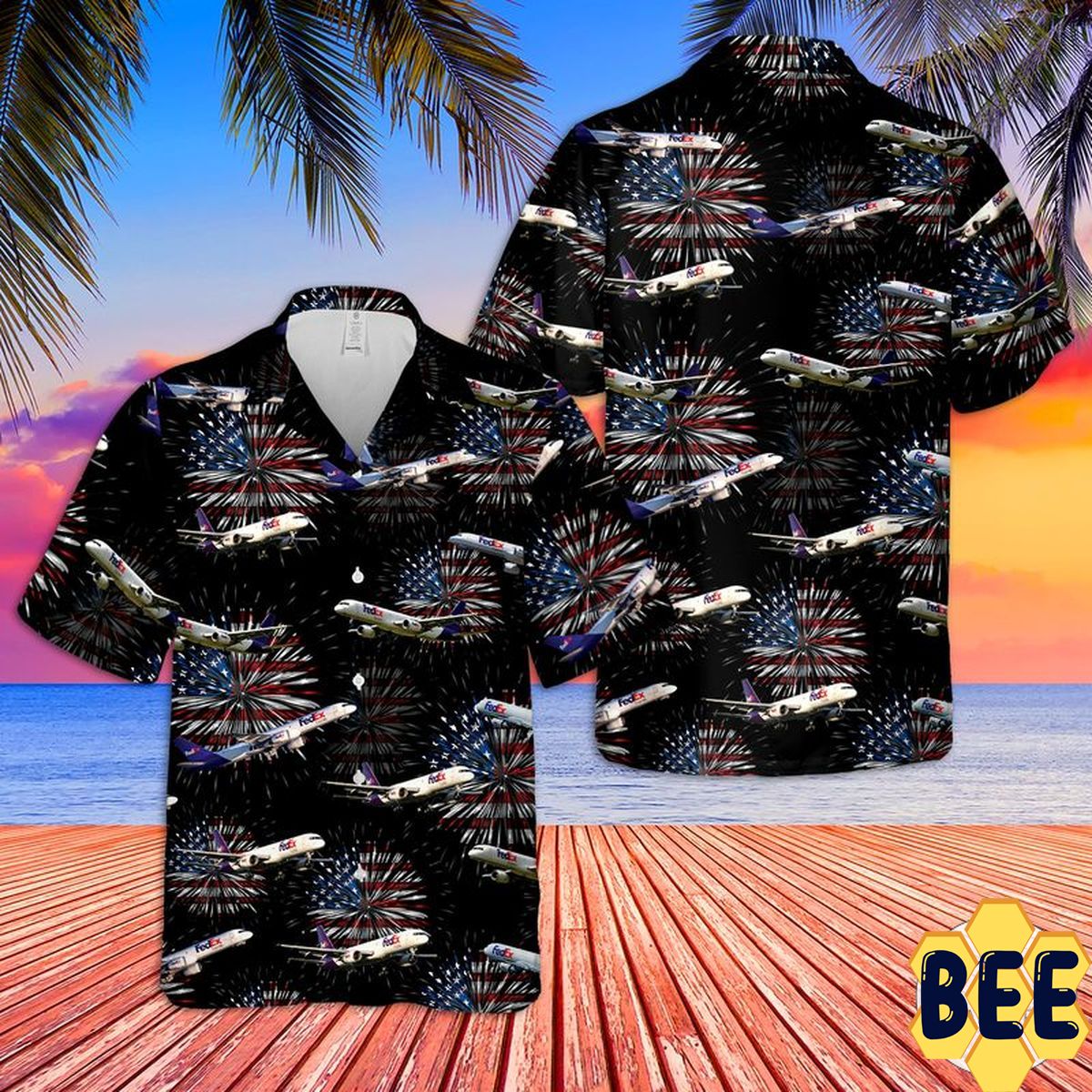 Fedex Boeing 757 4th Of July Trending Hawaiian Shirt-1