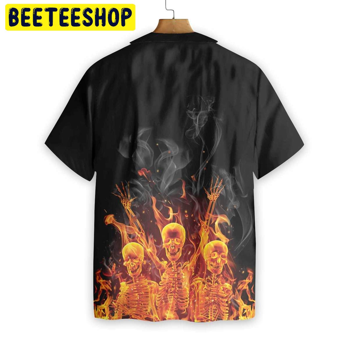 Fire Skeletons Night Party Trending Hawaiian Shirt-1