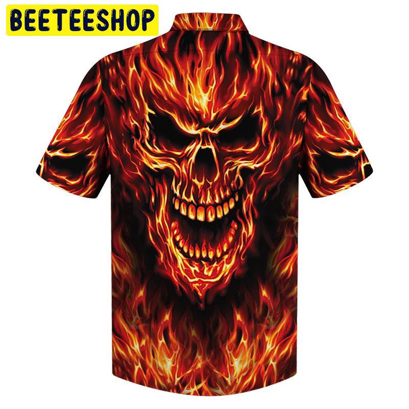 Fire Skull 3d All Over Printed Trending Hawaiian Shirt-1