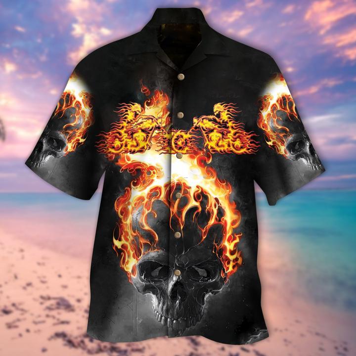 Fire Skull Halloween Hawaiian Shirt For Men Women Adult