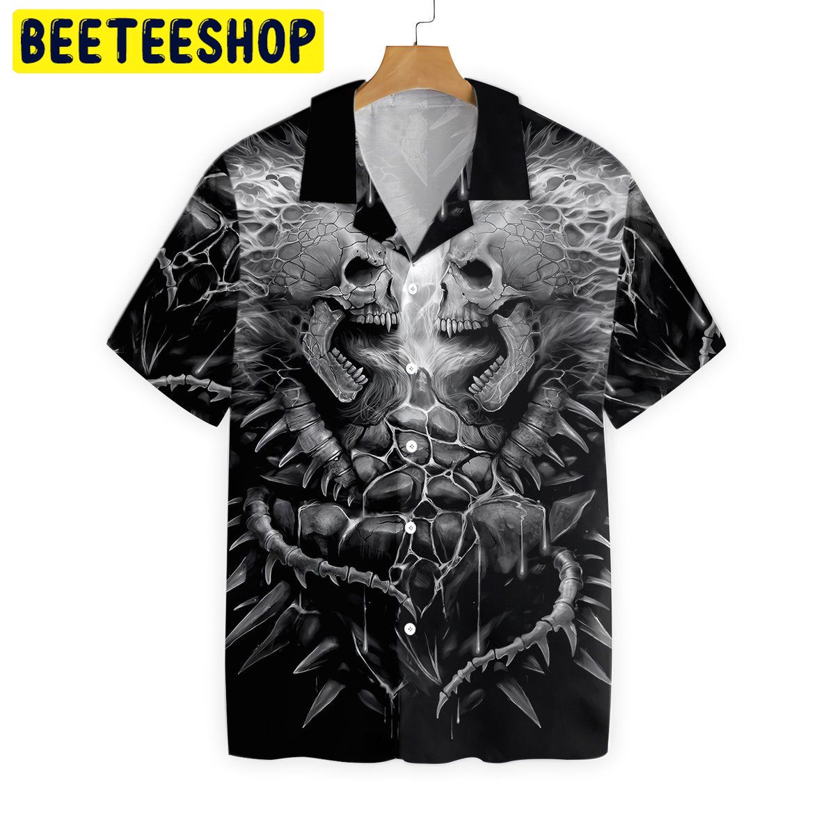 Flaming Skull Lava Trending Hawaiian Shirt-1