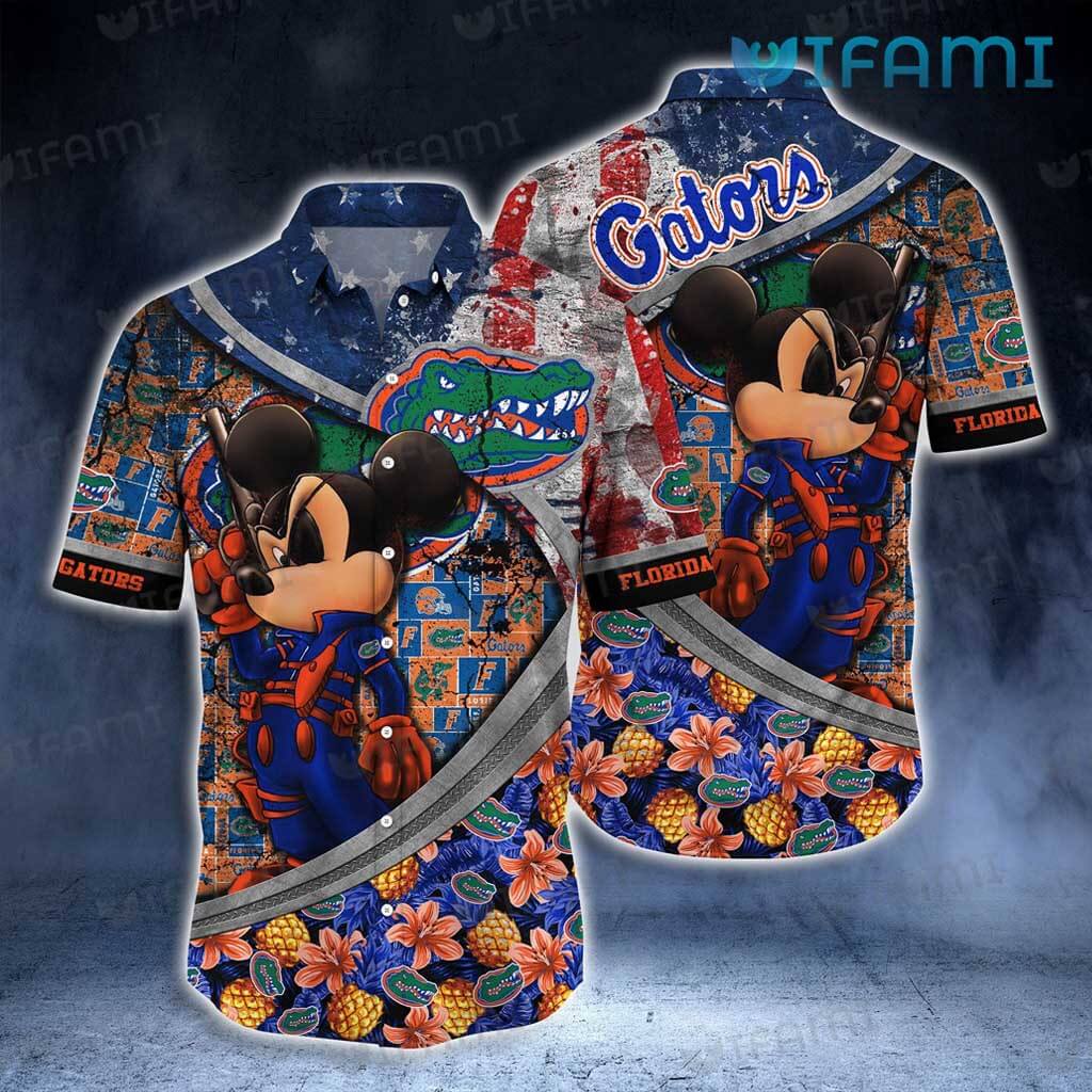 Florida Gators Hawaiian Shirt Mickey Gun Usa Flag Gators Gift