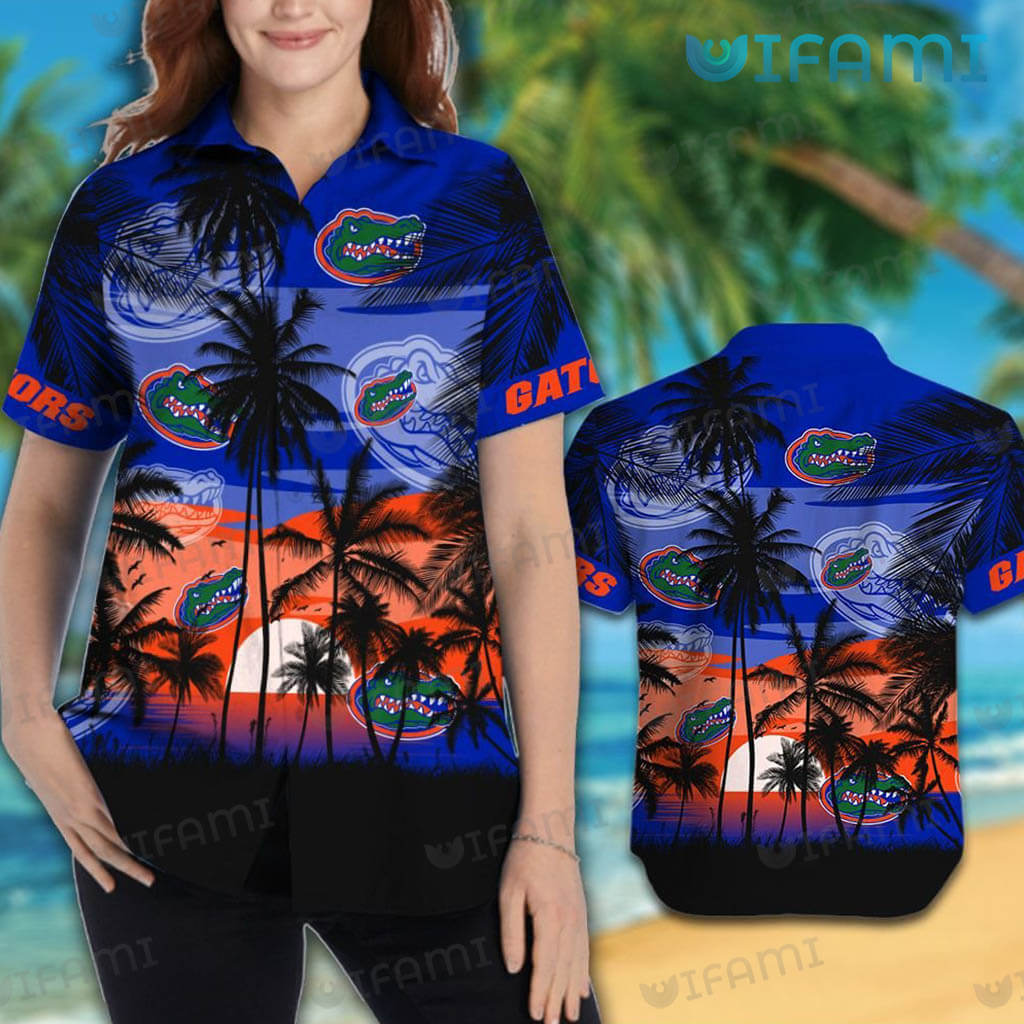 Florida Gators Hawaiian Shirt Sunset Coconut Tree Gators Gift