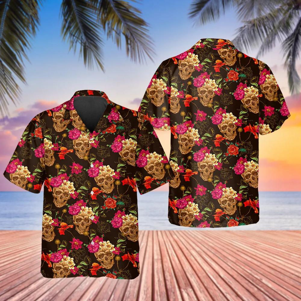Flower Garden Floral Skull Hawaiian Shirt