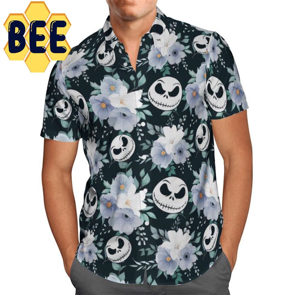 Flower Jack Skelington Tnbc Halloween Hawaiian Shirt-1