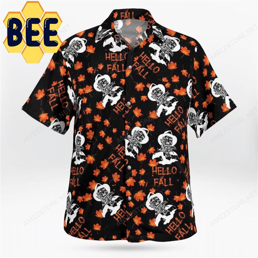 Freddy Krueger Hello Fall Horror Movie Halloween Hawaiian Shirt-1