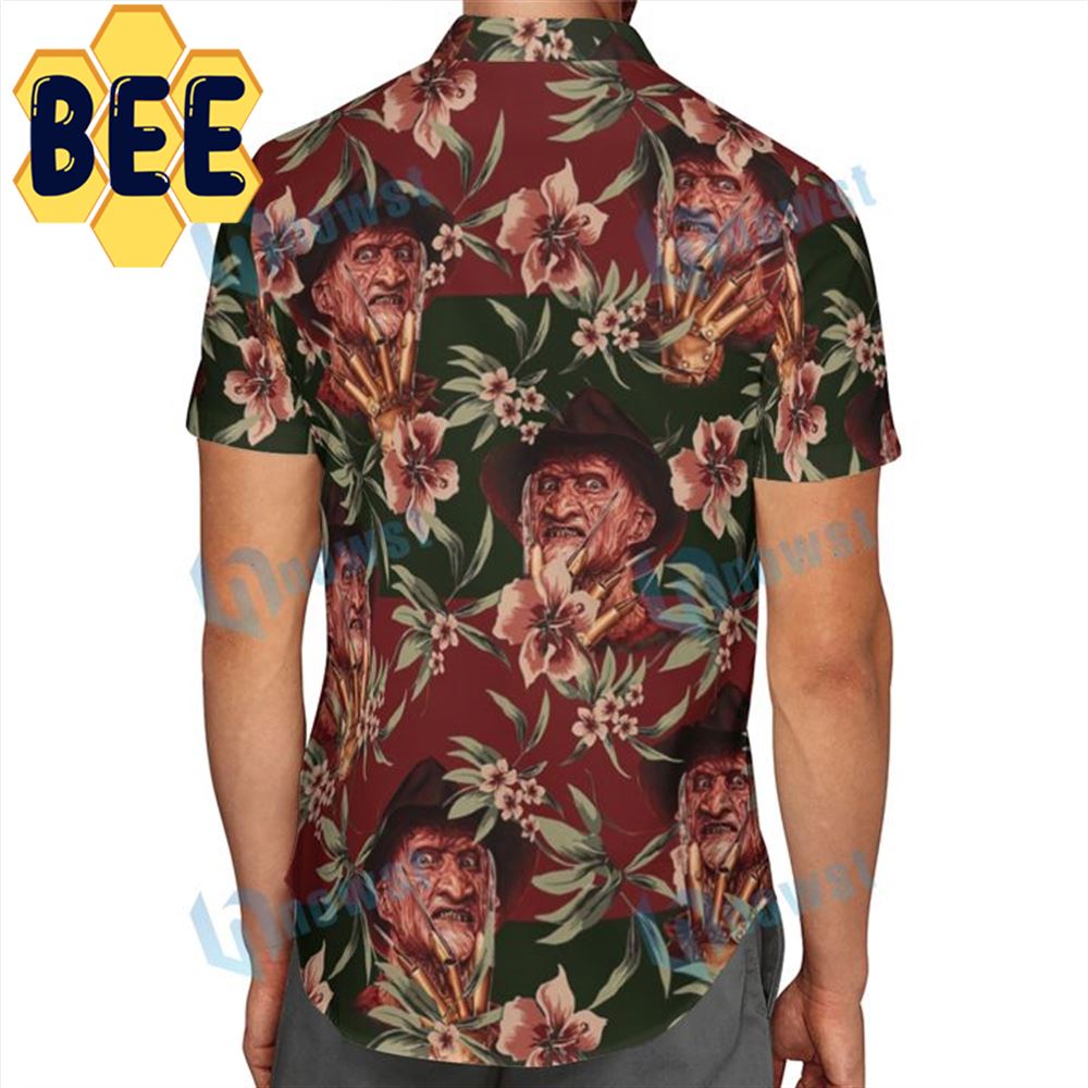 Freddy Krueger Hibiscus Flower Halloween Hawaiian Shirt-1