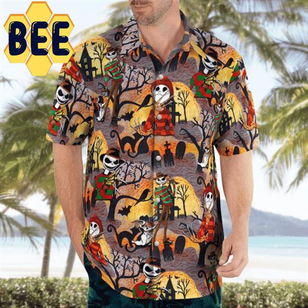 Freddy Krueger Jack Skelington Halloween Hawaiian Shirt-1