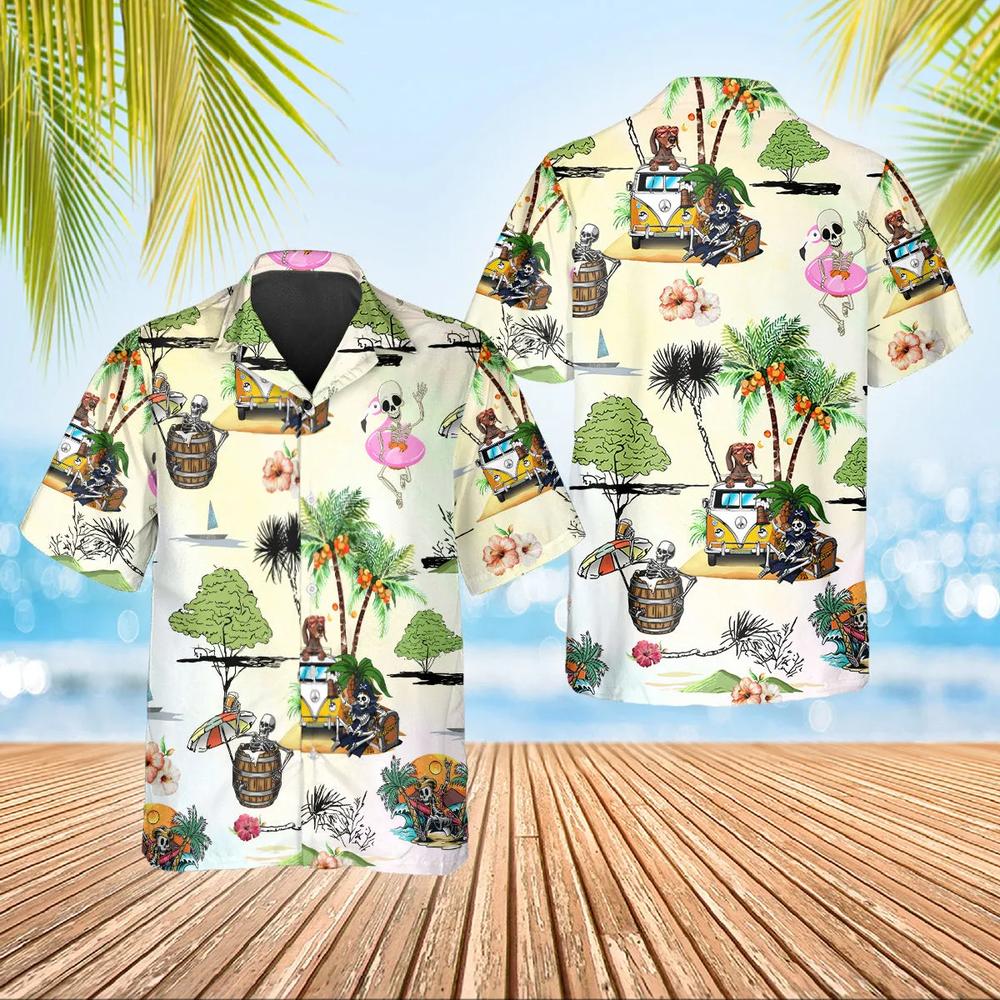 Funny Skull Beach Dancing Hawaiian Shirt