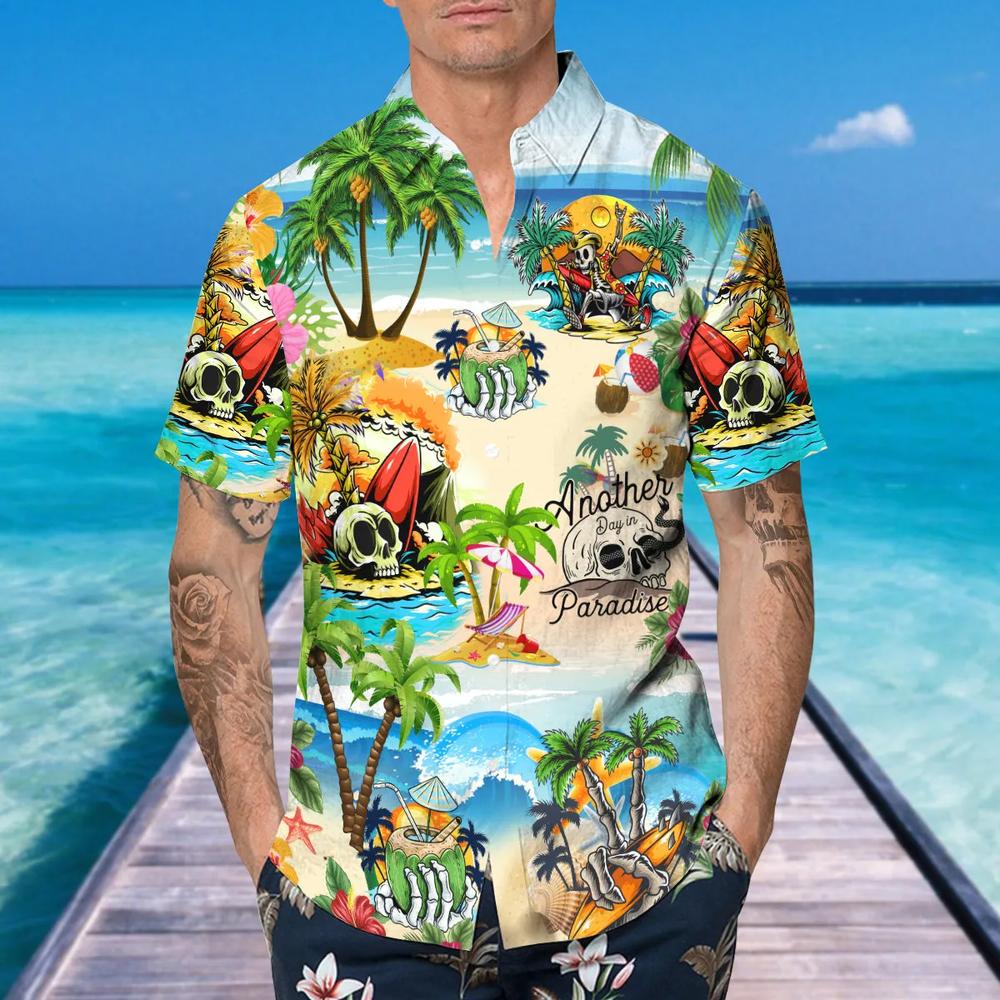 Funny Skull Beach Hawaiian Shirt